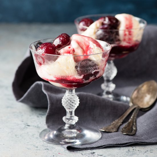 Cherries Jubilee with Ice Cream