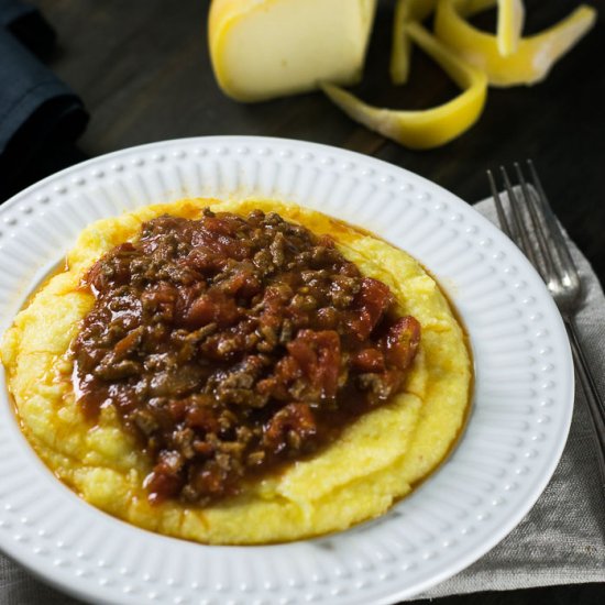 Creamy Polenta with Bolognese Sauce