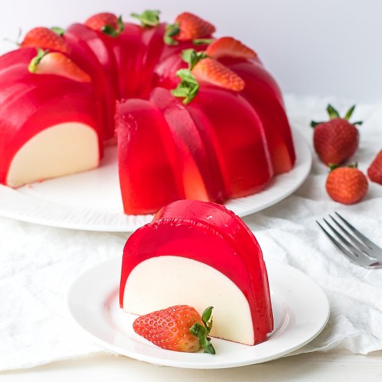 Milk Strawberry Jello Mold Bundt