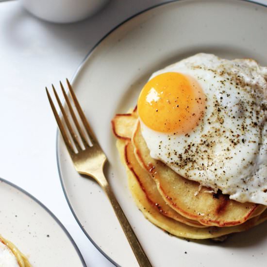 Sausage Pancakes with a Fried Egg