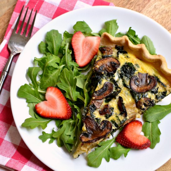 Mushroom, Kale, and Cheddar Quiche