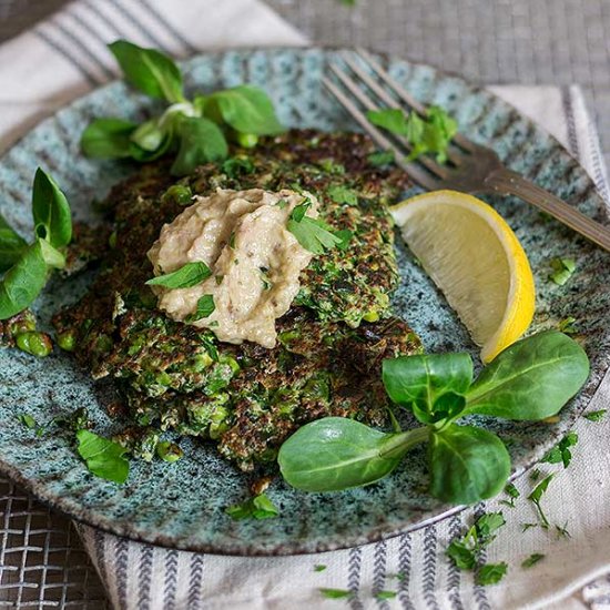 Kale, Peas, and Ricotta Patties