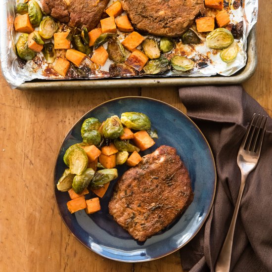 Sheet Pan Spicy Pork Chops Meal