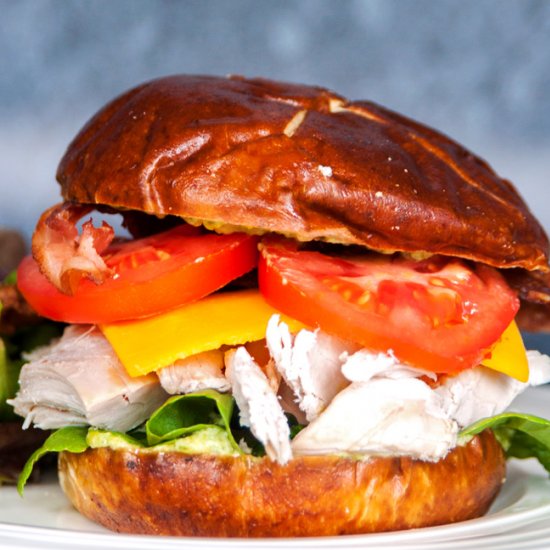 Chicken Club Pretzel Bun