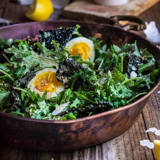 Low fat kale caesar salad