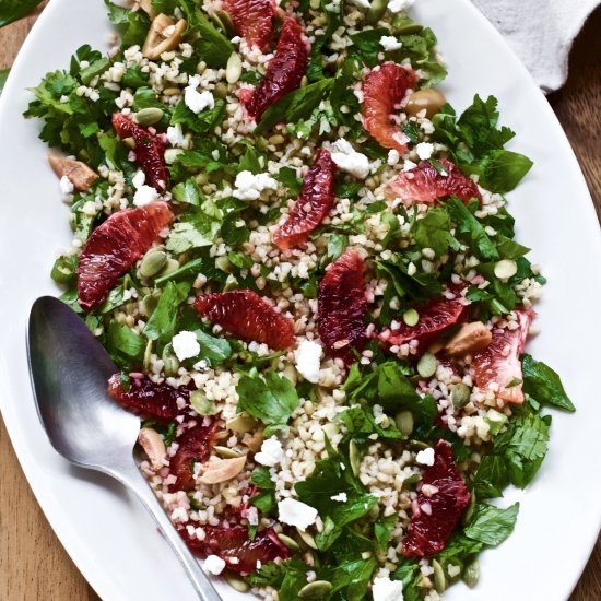 Blood orange and olive tabbouleh