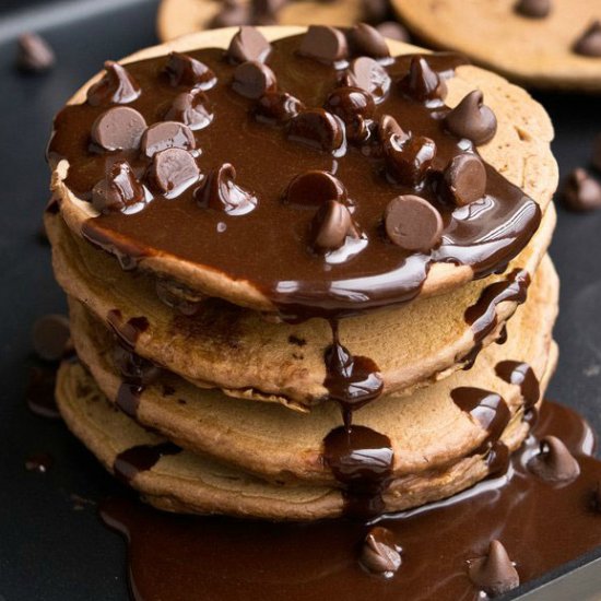 Mocha Pancakes with Mocha Syrup