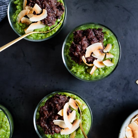 Coconut Matcha Rice Pudding