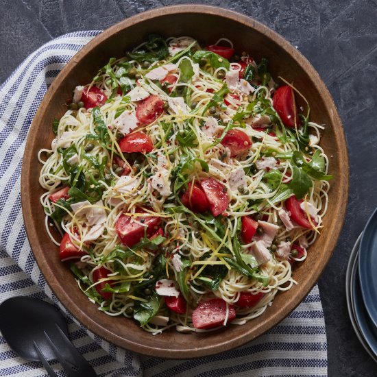 Spicy Chili Tuna Pasta with Arugula