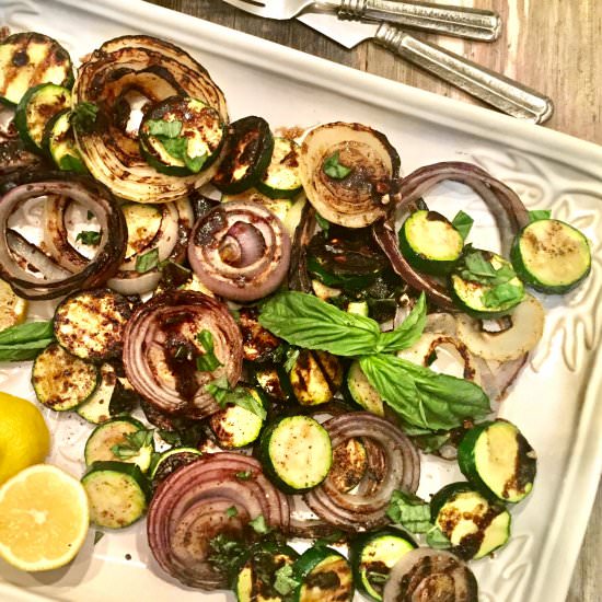 Grilled Onion and Zucchini Salad