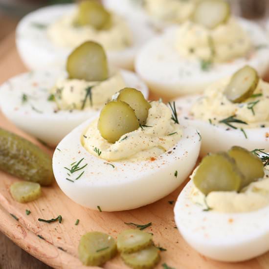 Dill Pickle Deviled Eggs