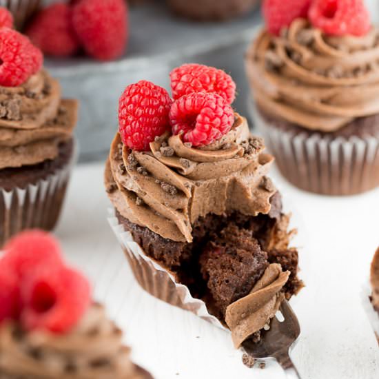 Raspberry Thin Mint Cupcakes