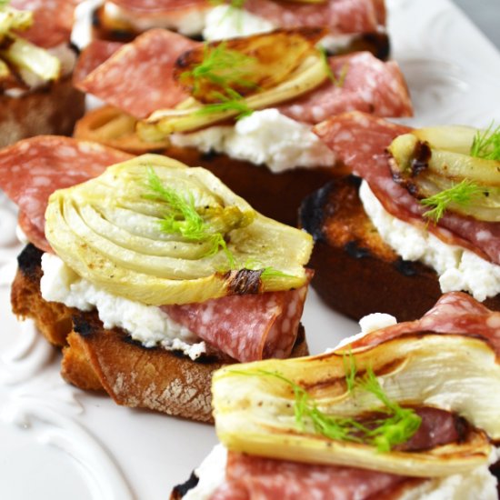 Roasted Fennel & Salami Crostini