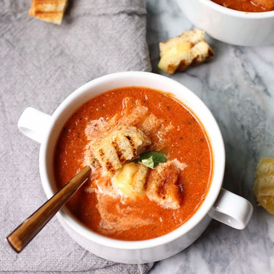 Tomato Soup w/ Grilled Cheese Croutons