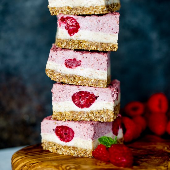 Raw Cashew Cherry Raspberry Bars