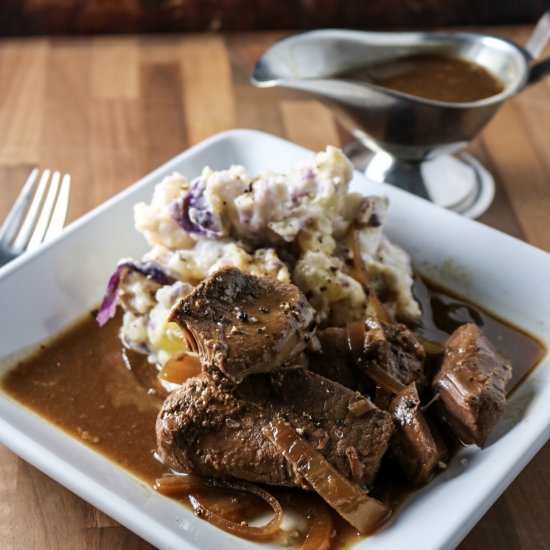 Venison Gravy with Smashed Potatoes