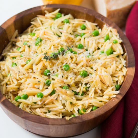 Lemon Orzo with Parmesan and Peas