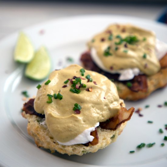 Jalapeño Biscuit Eggs Benedict