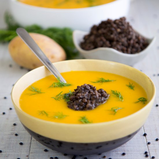 BUTTERNUT SQUASH SOUP WITH LENTILS