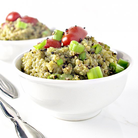 Creamy Avocado Garlic Quinoa Bowls