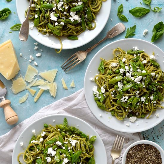 Spaghetti With Rocket Walnut Pesto