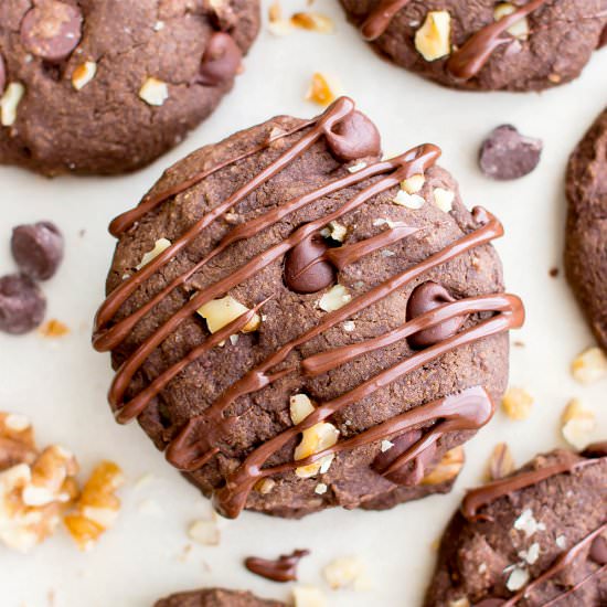 Drizzled Chocolate Walnut Cookies