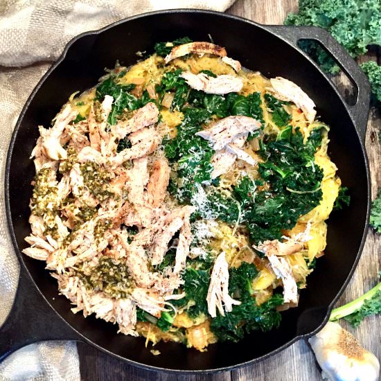 Pesto Chicken with Spaghetti Squash