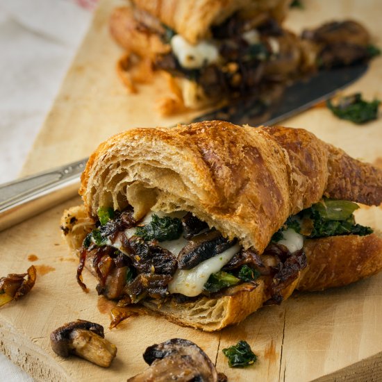 Croissant with Mushrooms and Kale