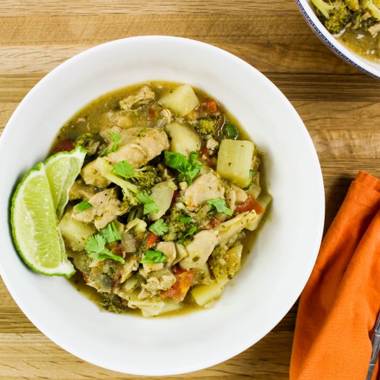 Chicken & Veggie Green Curry Soup