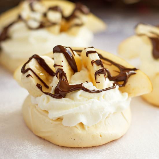 Pear & Chocolate Meringue Nests