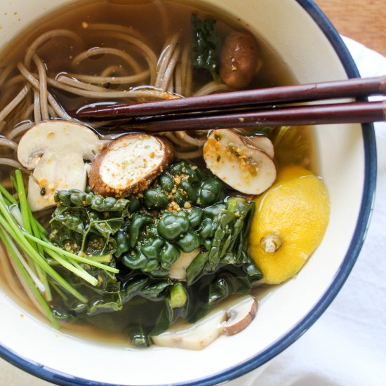 Lemony Garlic Ginger Soba Bowls