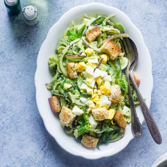 Zucchini Avocado Pesto Pasta Salad