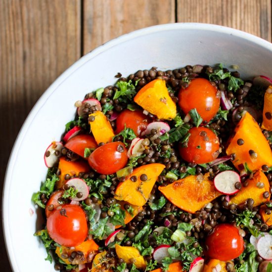 Pumpkin Salad with Beluga Lentils