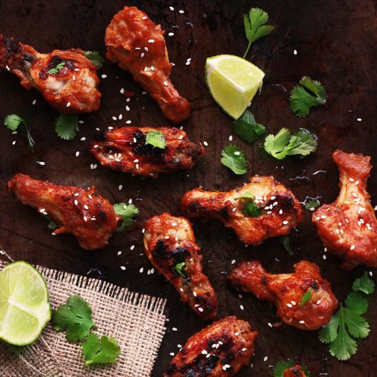 Sticky Miso Garlic Chicken Wings