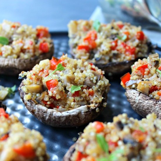 Pepper Quinoa Stuffed Mushrooms