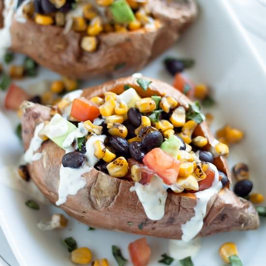 Vegetarian Stuffed Sweet Potatoes