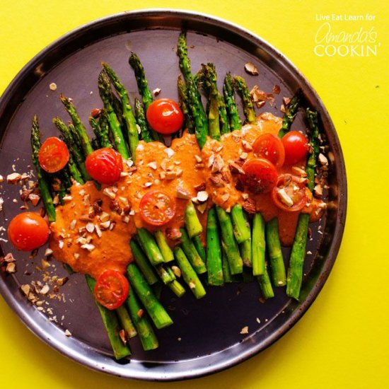 Roasted Asparagus with Smoky Romesco Sauce