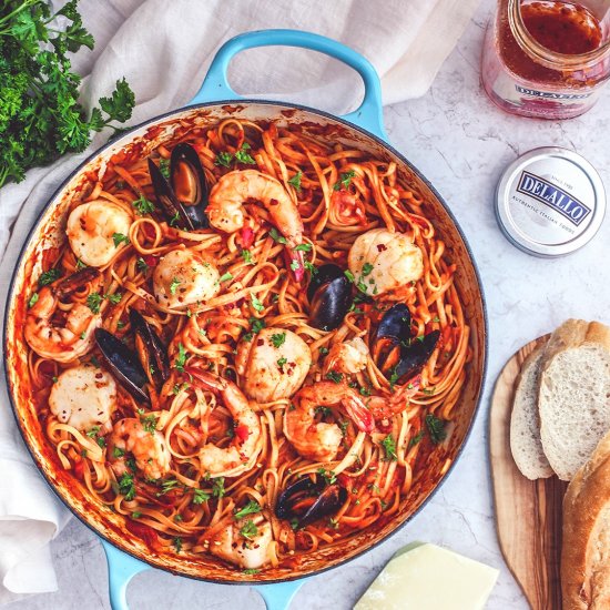 fiery one-pot seafood pasta