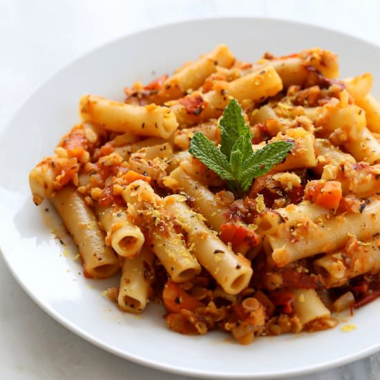 Chipotle Lentil Sauce Pasta