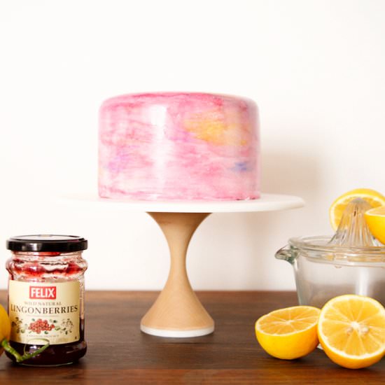 Lemon Lingonberry Cake