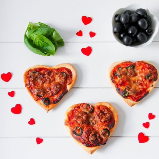 Heart-shaped Mini Pizzas