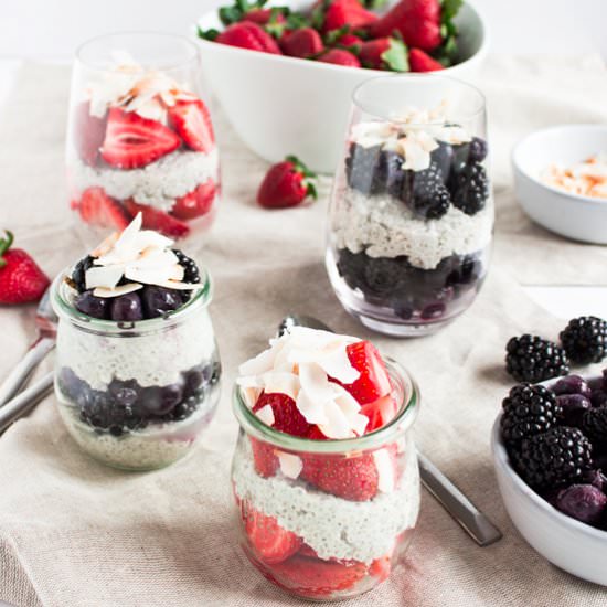 Coconut Chia Parfaits with Berries