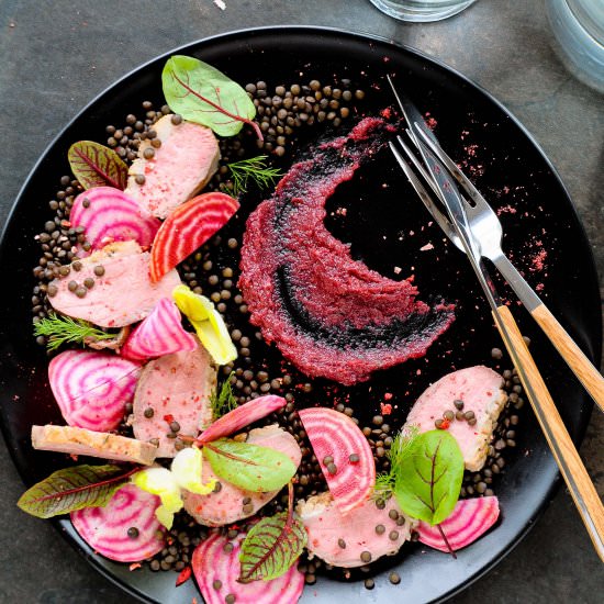 Duck Breast on Black Lentils