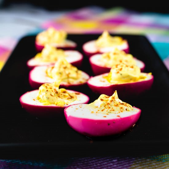 Pickled Beet Deviled Eggs