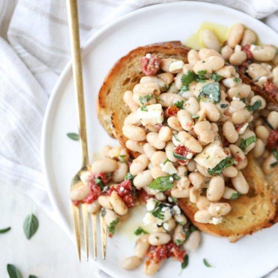 marinated white beans on toast