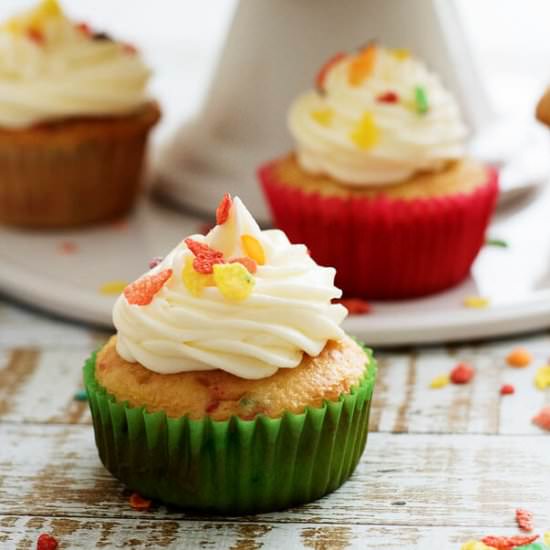 Fruity Pebbles Funfetti Cupcakes