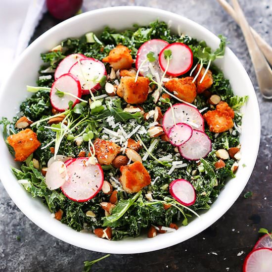 Kale Chicken Caesar Salad