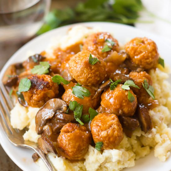 Vegan Salisbury Steak Meatballs