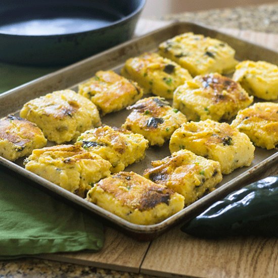 Cheesy Poblano Polenta Bake