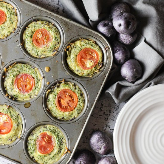 Latke crust and vegetable quiches